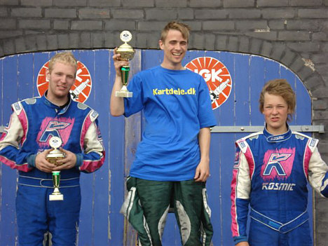 I midten Kristian Asaa, til Venstre no. 2 Allan S. Jensen, Grindsted til højre no. 3 Andreas Frahm, Grindsted.